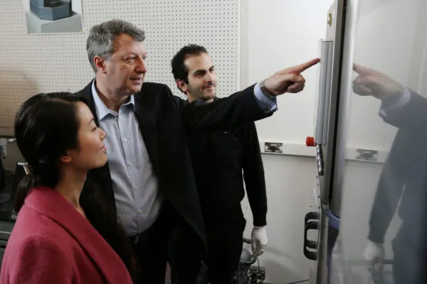 Dr. Kamal Khayat, center, is a pioneer in the concept of 3D printing of ultra-high-performance concrete. Photo by Sam O'Keefe/Missouri S&T. | S&T researchers on cutting edge of 3D concrete printing developments